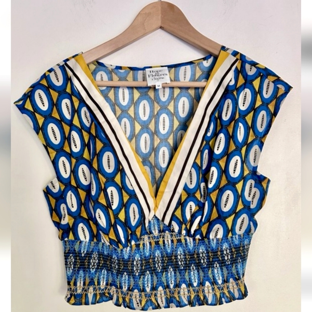 Smocked V Neck Crop Top